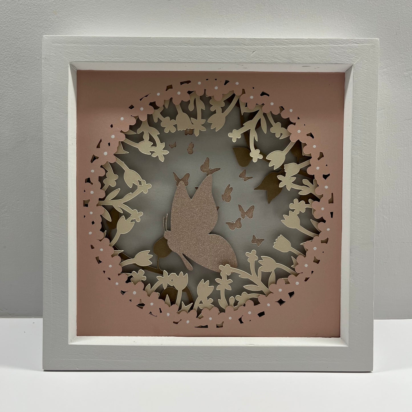 Pretty in Pink Shadow Box Frame Scene 20 X 20 cm