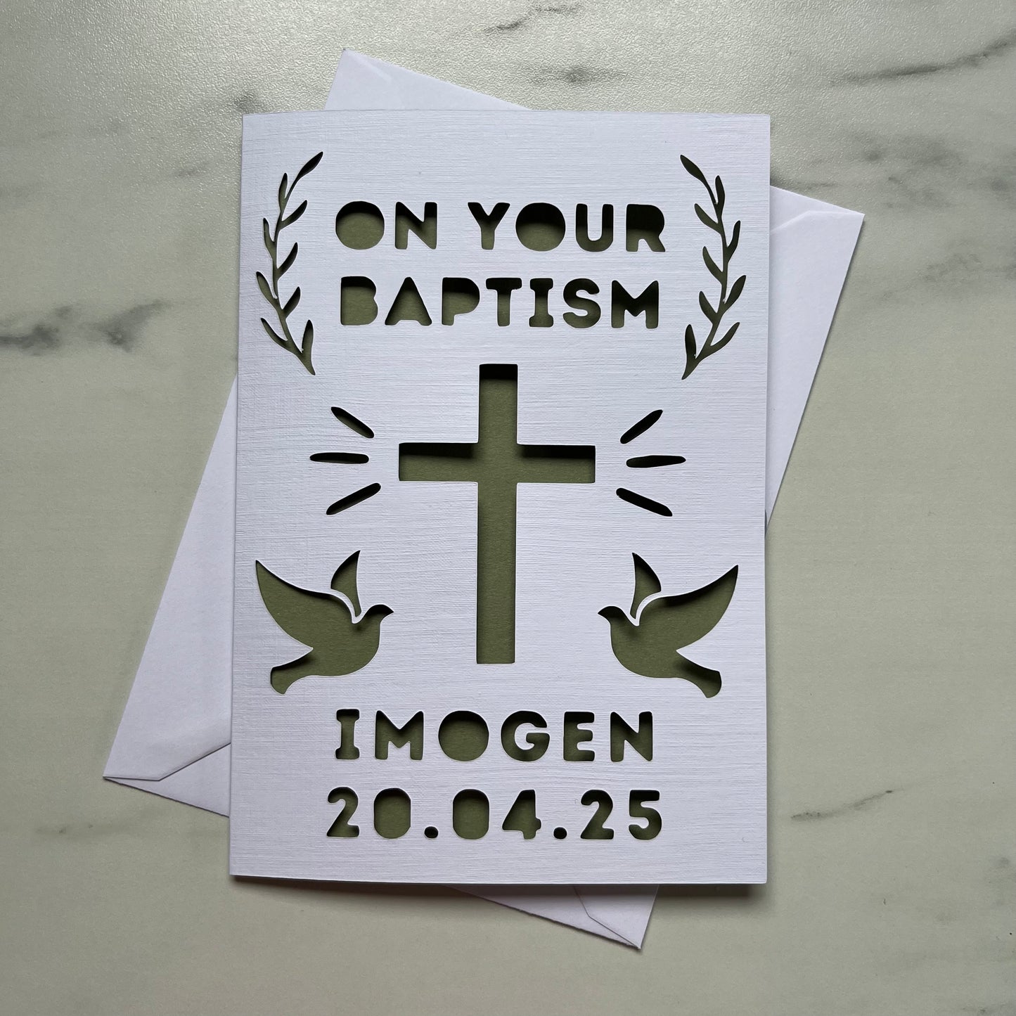 Personalised Baptism Papercut Card