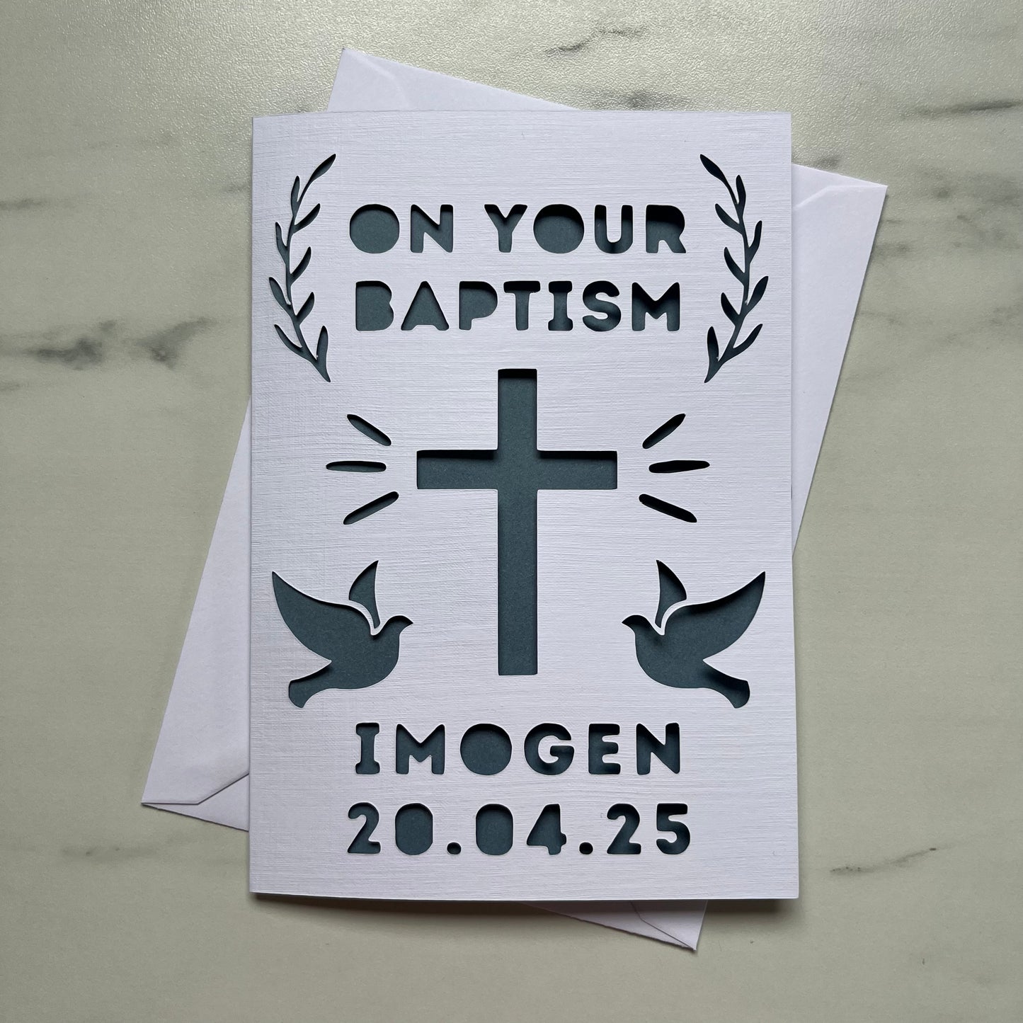 Personalised Baptism Papercut Card