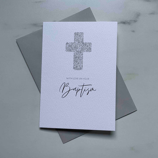 Baptism Printed Cross Card