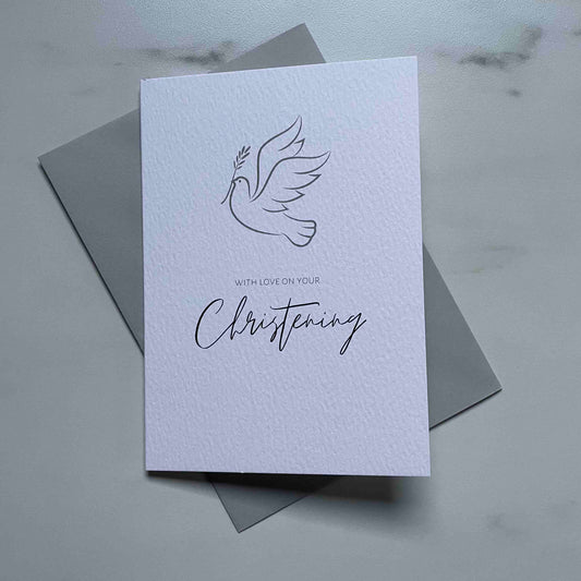 Christening Printed Dove Card