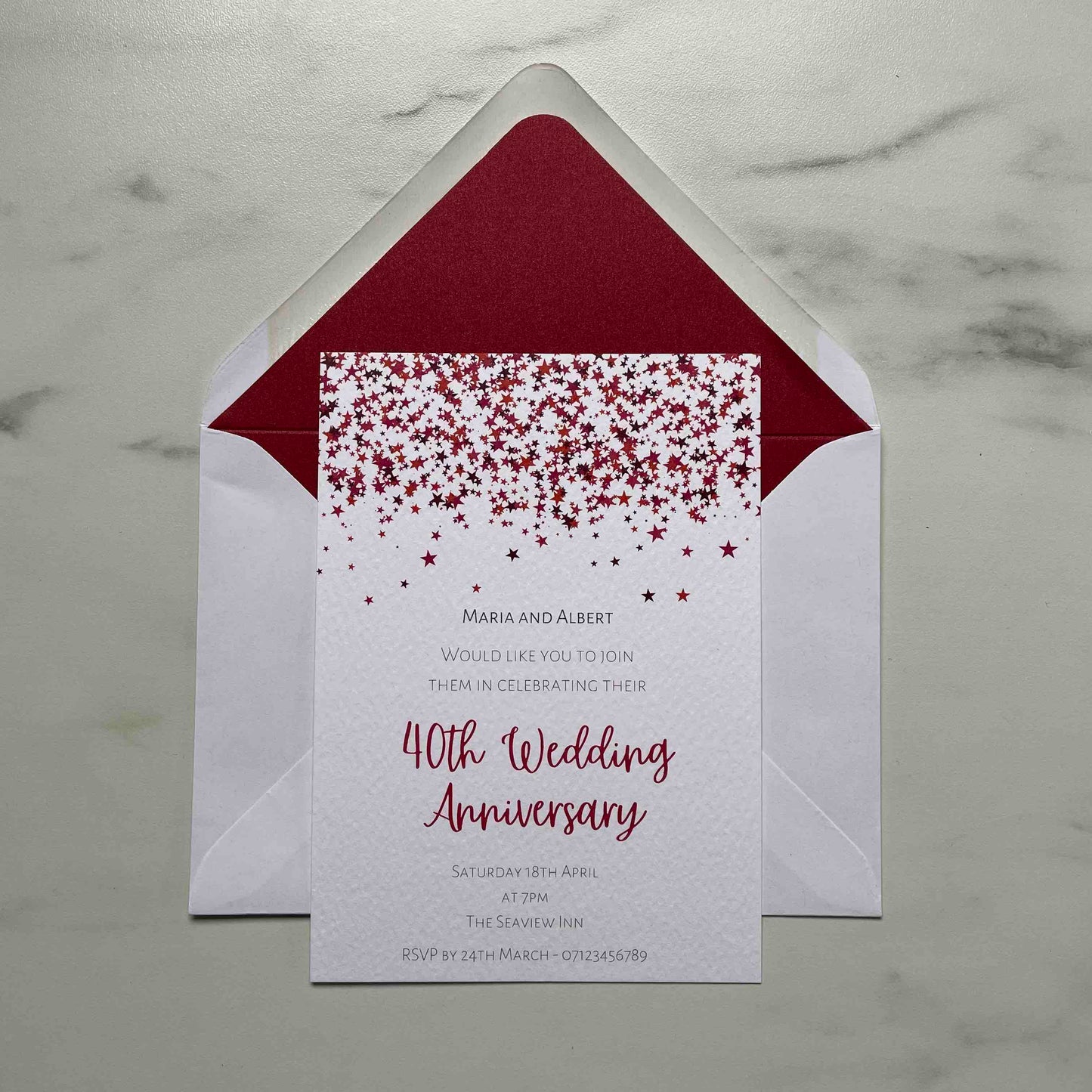 Personalised Anniversary Star Invitations