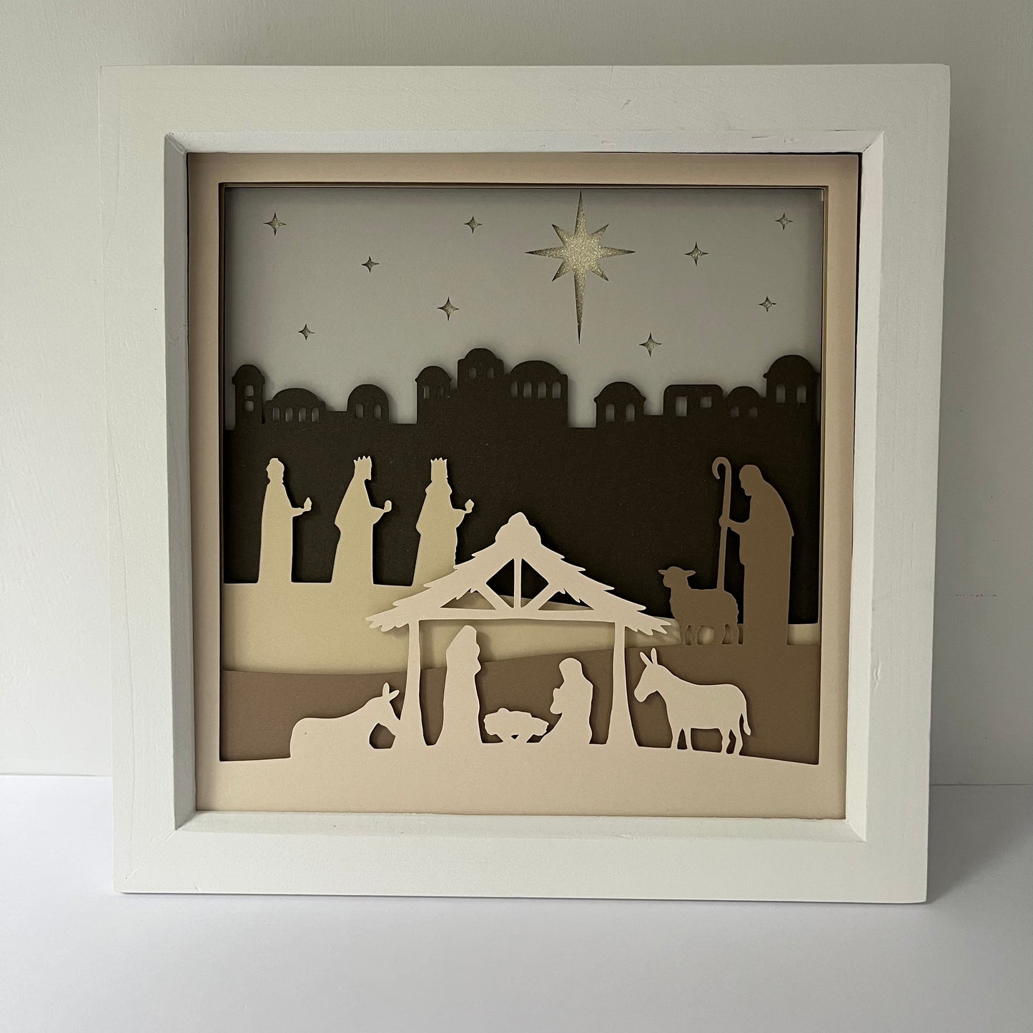 Layered Nativity Christmas Shadow Box Frame 20 X 20 cm