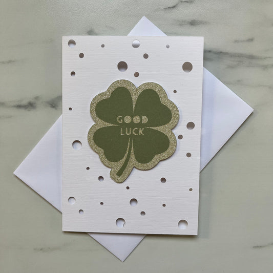 Good Luck Clover Sparkling Silhouette Card