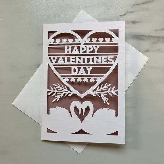 Valentines Swans Personalised Papercut Cards