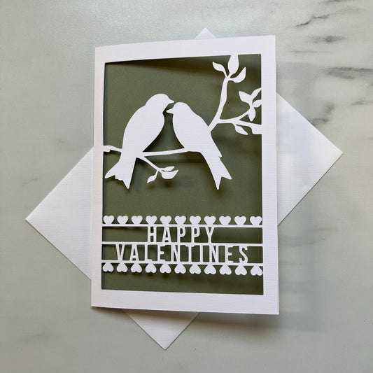 Valentines Love Birds Personalised Papercut Cards
