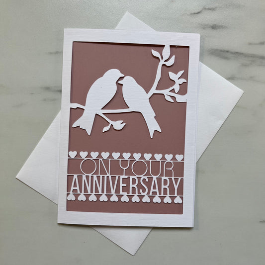 Anniversary Love Birds Papercut Card