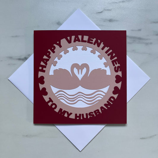 Valentines Swans Luxury Layered Card