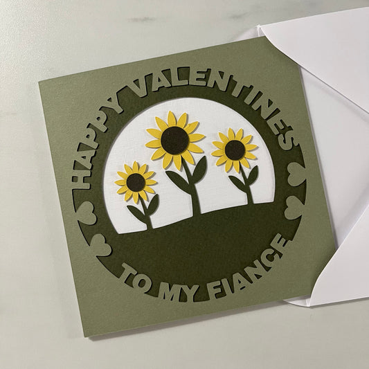Valentines Sunflowers Luxury Layered Card