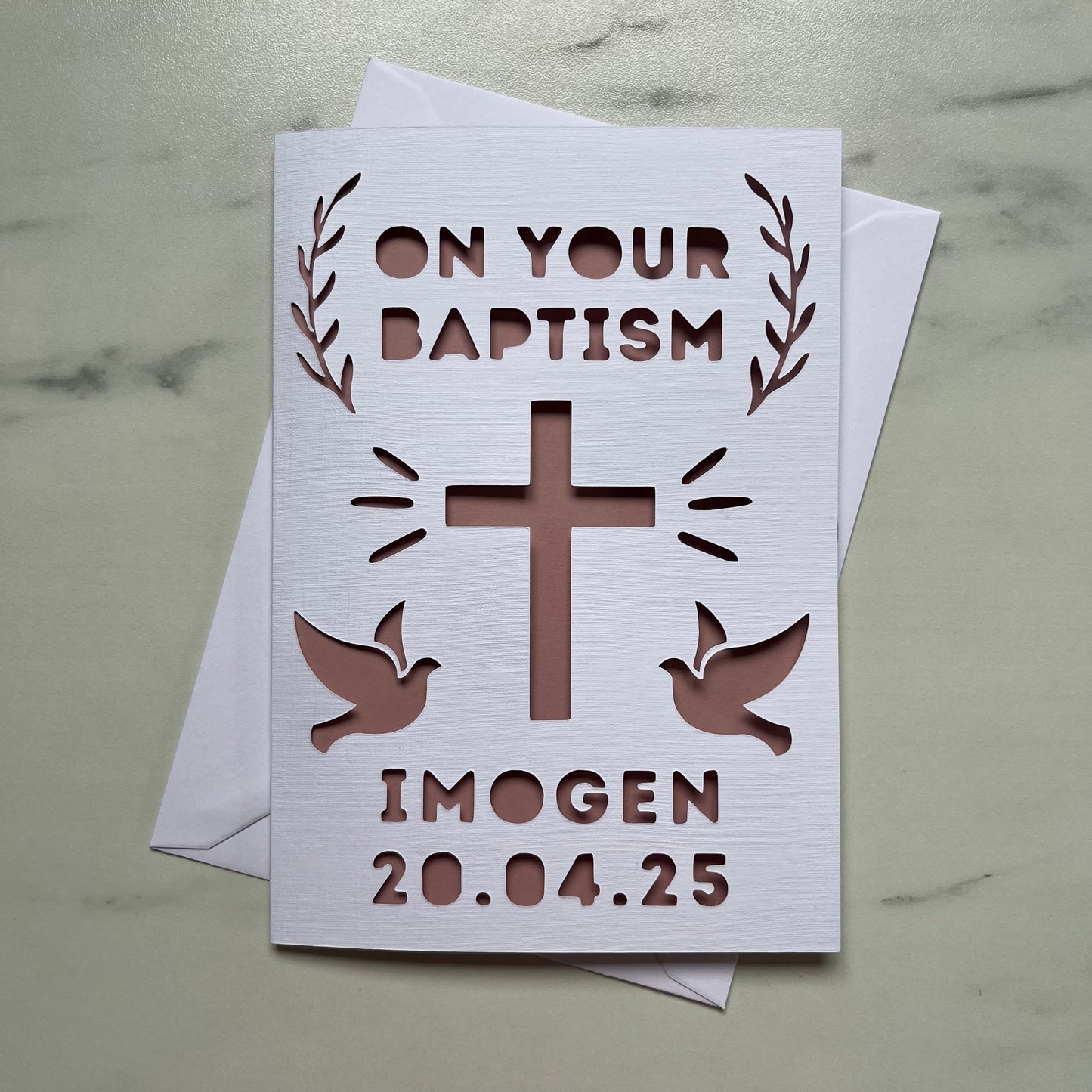 Personalised Baptism Papercut Card