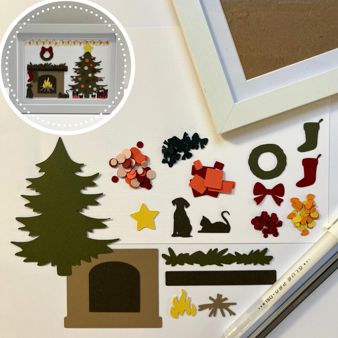 Create Your Own Framed Cosy Christmas Living Room Craft Kit 6x8"