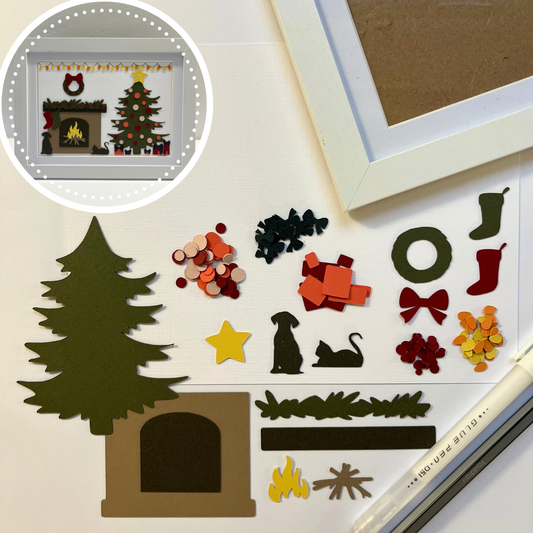 Create Your Own Framed Cosy Christmas Living Room Craft Kit 6x8"
