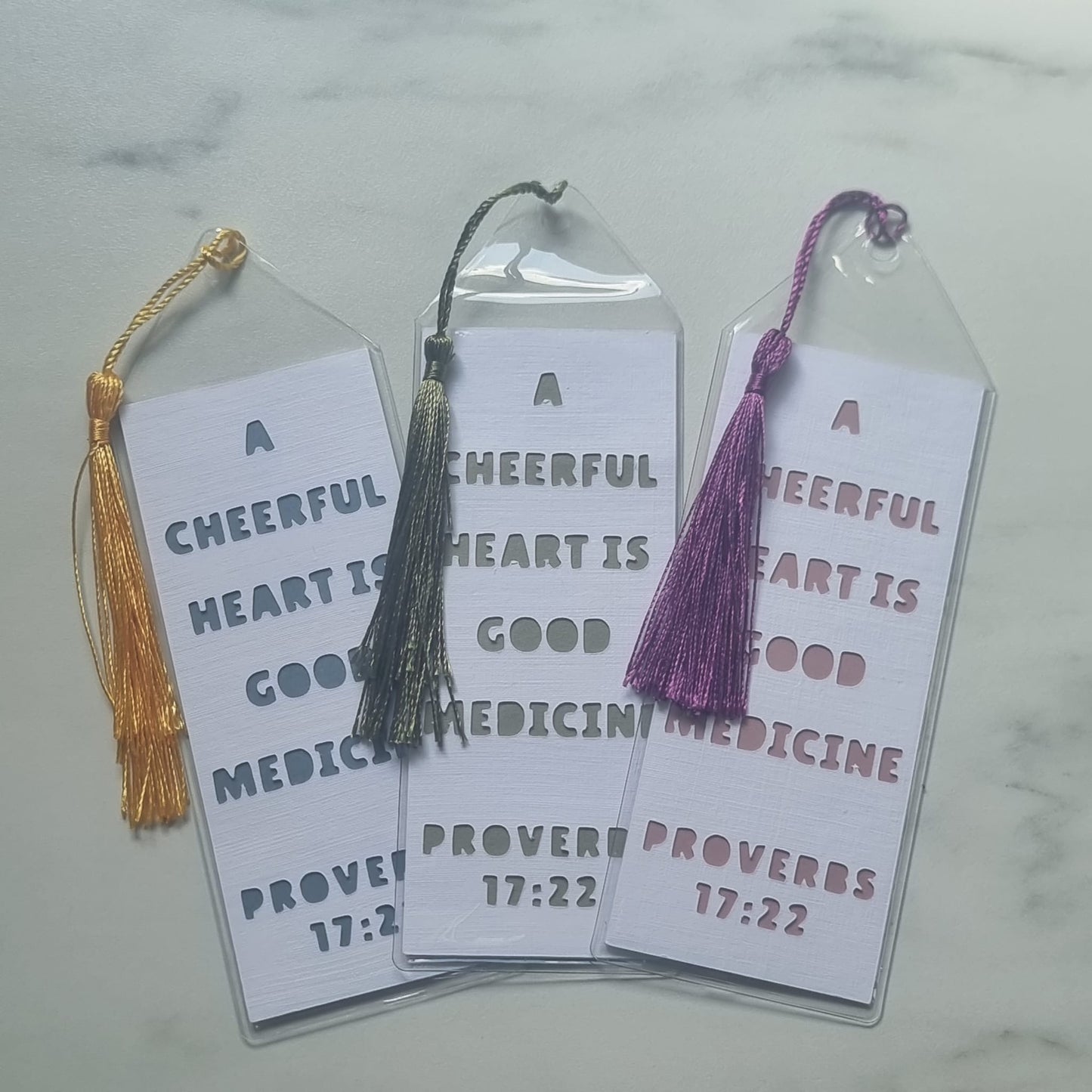 Bible Bookmark | A cheerful heart is good medicine. | Proverbs 17:22