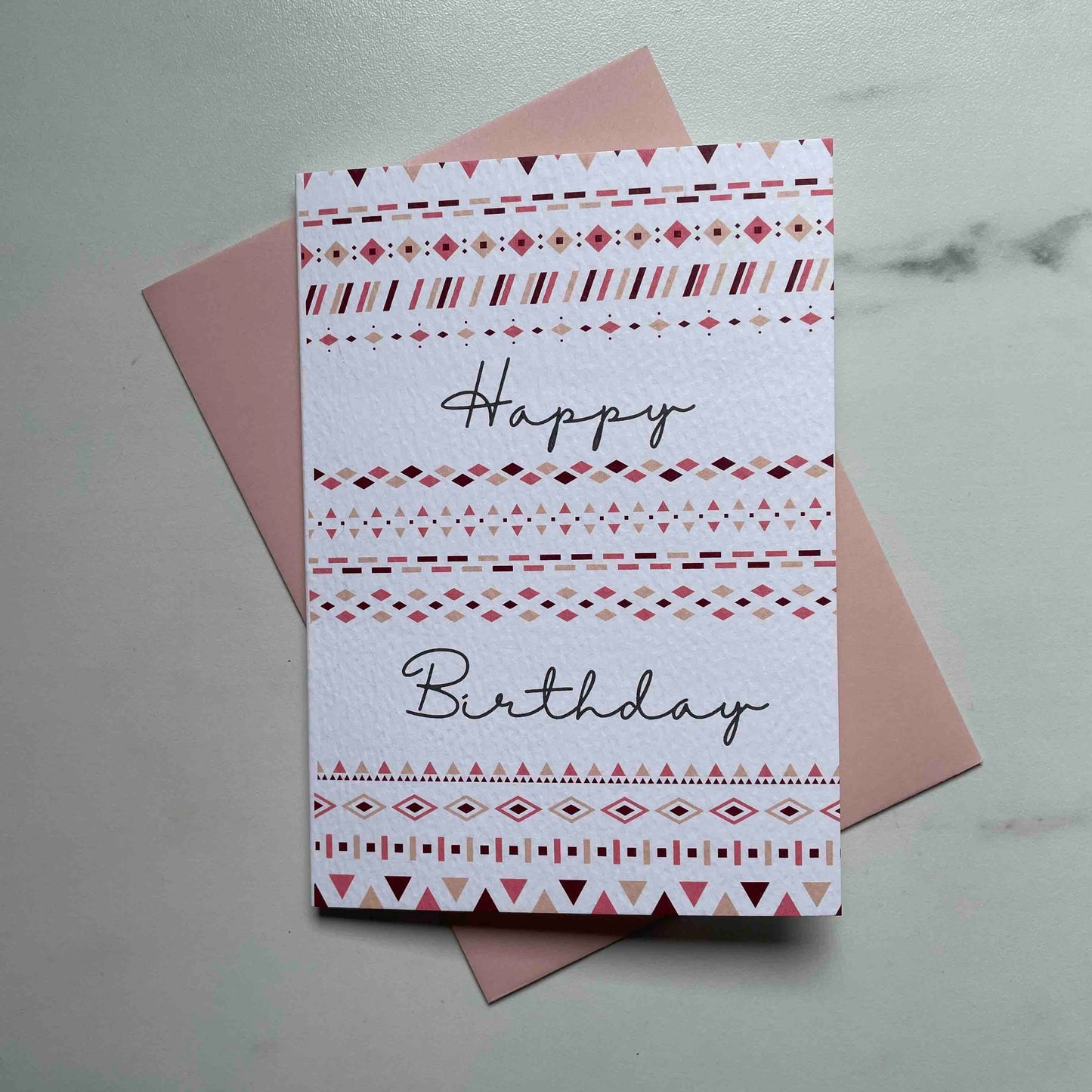 Happy Birthday Pink Geometric Printed Card