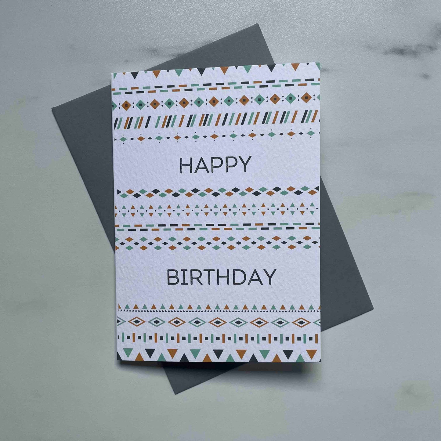 Happy Birthday Grey Geometric Printed Card